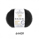 Пряжа Super Kid Mohair (64409 -черный) (6шт) 47% мохер/31% шерсть/22% полиамид, 237м/25г